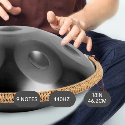 Handpan Drum in G Minor 9 Notes 440Hz 18 Inches Steel Hand Drum with Bag - Image 1 of 4