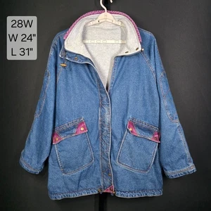 Vintage Current Seen Denim Chore Jacket Womens Plus 24W Lined 90s Barn Coat - Picture 1 of 9