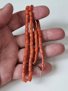 17 gr Antique Vintage Ukrainian Coral Beads Natural Undyed Coral Necklace - Picture 1 of 11