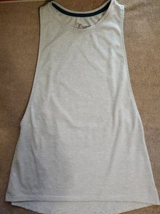 Old Navy Active Tank Top Size Small White Gray Stripes Go Dry Loose Drop Arm - Picture 1 of 12