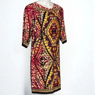 Vestido de Cóctel ECI New York Colorido Talla 16W Cambio Cuello Barco Glamour Mosaico Retro Foto 1 de 4