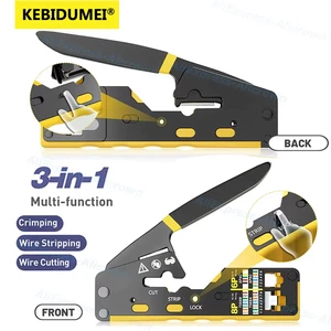 RJ45 Crimp Tool Pass Through Ethernet Crimping Tool for Cat6 Cat5 Cat5e Wire Cut - Picture 1 of 7