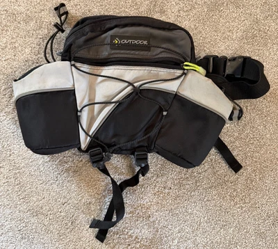 OUTDOOR PRODUCTS Hydration Waist Pack Fanny Pack Large Black Gray Rubber Grip - Image 1 of 2