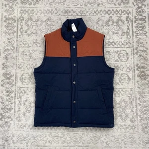 NEW Gap Vest Mens Orange Blue Puffer Snap Front Preppy Boating Size Medium - Picture 1 of 6