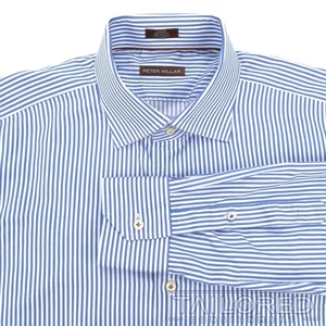 PETER MILLAR Blue Striped 100% Cotton Mens Casual Dress Shirt - LARGE - Picture 1 of 7
