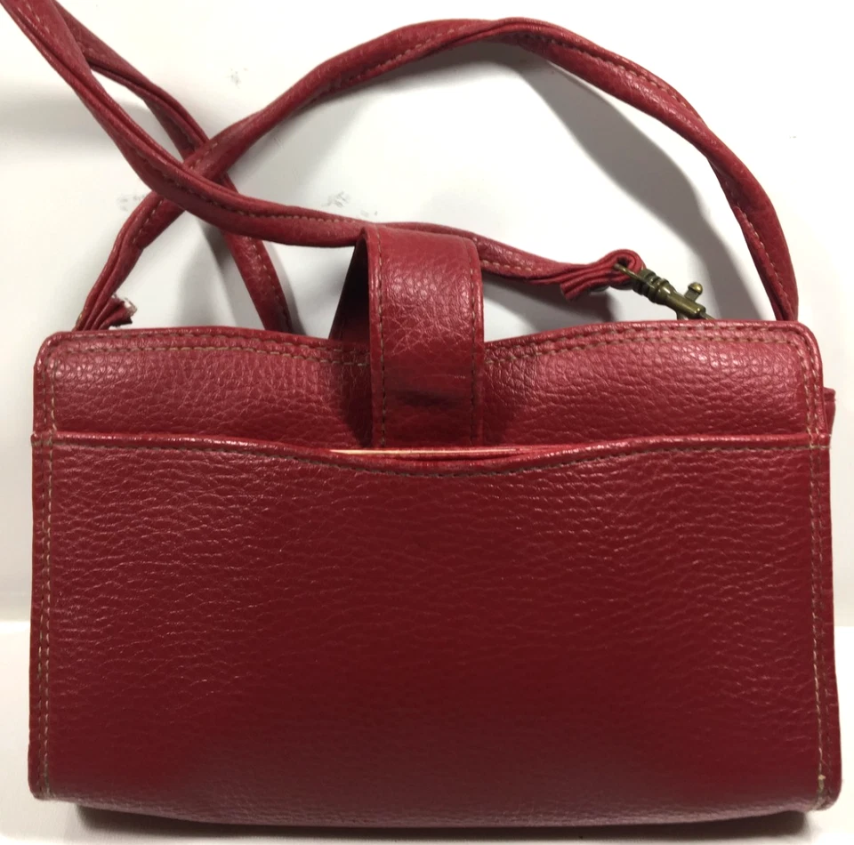 Bolso sin asas vintage Buxton de cuero rojo completo con accesorios Foto 1 de 4