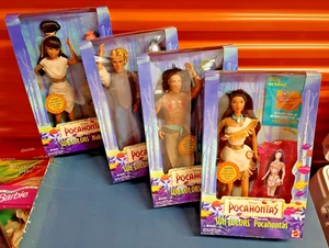 Lot of 4 SET BARBIE DOLL NRFB POCOHANTAS SUN COLORS KOCOUM John Smith Nakoma - Picture 1 of 16