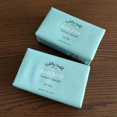 x2 Tubby Todd - Barra de jabón en barra Sud, coco + sal marina, 5 oz/140 g Foto 1 de 4