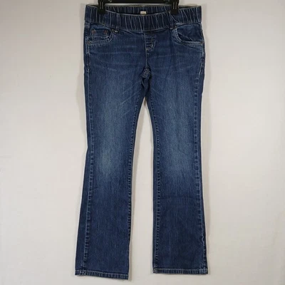 Old Navy Stretch Maternity Blue Jeans Size Medium Long Embroidered Pockets #475 - Image 1 of 4