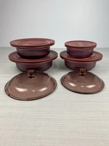 Vintage Corning Ware Visions 10pc Set Cranberry Round Casseroles w/Lids USA - Picture 1 of 13