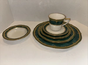 Noritake china Solemn Emerald pattern 6 piece place setting unused Rare - Picture 1 of 6