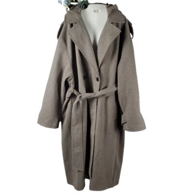 ASOS дизайн громоздкий подпоясанный пальто с капюшоном в гриб размер 16 плюс повседневный  - Изображение 1 из 4