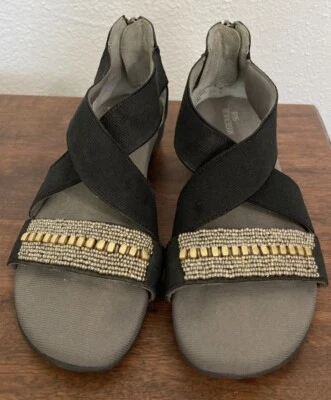 Ros Hommerson Mara 串珠十字交叉绑带凉鞋拉链平底鞋 6.5 码 — 第 1/4 张图片