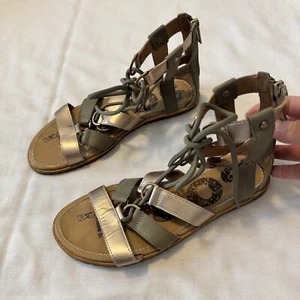 SOREL Women’s 7.5 Ella Lace Up Gladiator Sandals Flats Sage Boho Festival - Picture 1 of 8