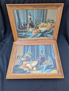 Vintage Still Life Wine Fruit MCM Paint By Number Painting PBN 12"x16" Framed - Picture 1 of 6