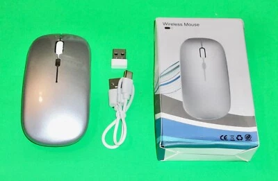 WIRELESS 2.4ghz BLUETOOTH SILVER IMAC LAPTOP PC COMPUTER RECHARGEABLE MOUSE - Image 1 of 2