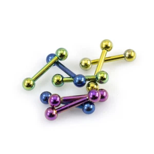 Package of 8 Straight Mini Barbell 16g Anodized Titanium 8mm Length - Picture 1 of 3