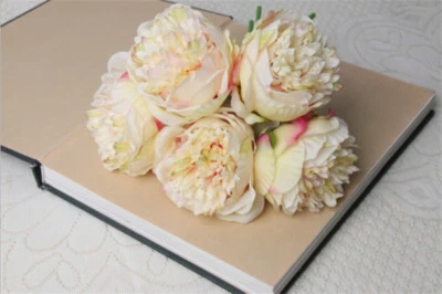 5Heads Artificial Fake Flowers Large Peony Silk Hydrangea Wedding Party Decor - Image 1 of 4