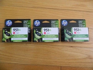 2022 LOT 3 GENUINE HP 951XL LARGE MAGENTA CARTRIDGES OFFICEJET PRO 8100 8600 NEW - Picture 1 of 1