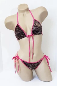 Camo Bikini w/ Front Tie Top (Hot Pink)! Scrunched or Not - Custom Made - XS - L - Picture 1 of 8