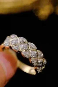 2 Ct Round Simulated Diamond 14k Yellow Gold Plated Wedding Eternity Band Ring - Picture 1 of 3