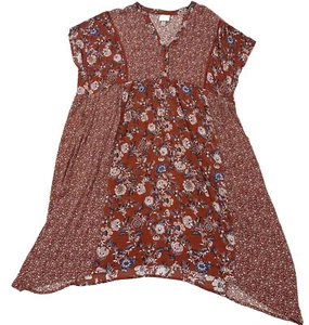 Knox Rose Women’s Dress Cottagecore Boho Floral Midi Red Button Front Size XL - Picture 1 of 9