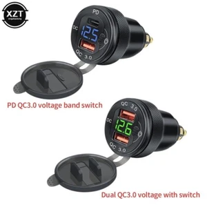 Motorcycle Dual USB USB-C Charger DIN Socket Voltmeter BMW Motorbike EU Blue - Picture 1 of 5