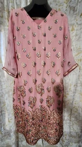 KURTA Kurti Pakistani Indian Embroidered Tunic Top Shalwar Kameez Women’s XL - Picture 1 of 16