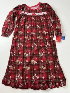 Disney Girls Minnie Mouse Plaid Christmas Nightgown Pajamas Size 4T New NWT - Picture 1 of 6