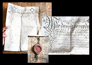 1806 Certificato di pergamena con sigillo in capsula lettera di insegnamento cappellaio manoscritto originale - Foto 1 di 1