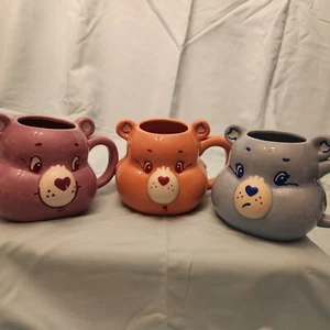 New Care Bear Blue, Orange, and Purple 3D Sculpted Mugs Set 20oz - Picture 1 of 11