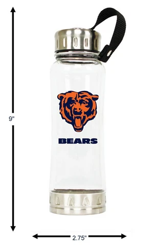New NFL Chicago Bears Clip-On 16oz Clear Water Bottle ( BPA Lead Free ) Cover