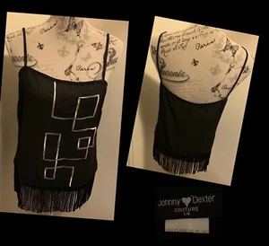 GORGEOUS JOHNNY DEXTER COUTURE DESIGNER WOMENS TOP WITH FRINGE ❤️ SEXY SIZE 14 - Bild 1 von 8