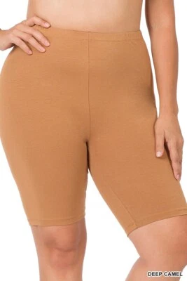 1X 2X 3X Premium Cotton Biker Bike Shorts Cycling Gym  Soft Stretch Leggings - Image 1 of 2