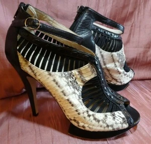 SUPERB WITTNER LEATHER & SNAKESKIN PRINT PLATFORM HIGH HEELS 41 - Picture 1 of 12