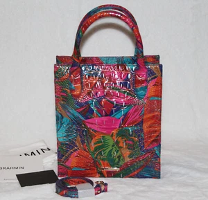 ❤️ Bolso de Mano BRAHMIN Moira Exuberante Melbourne Estampado Tropical Cuero Cartera Bolso de Mano - Imagen 1 de 7