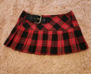 Minifalda MISS SIXTY Micro Falda Tartán Cuadros Plisada Cinturón XS - Imagen 1 de 11