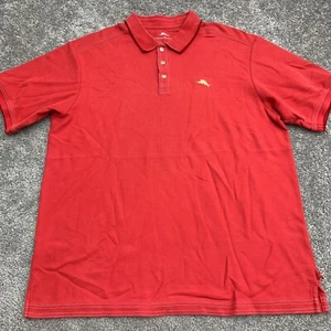 Camisa polo Tommy Bahama Supima tejida para hombre XL manga corta roja dobladillo recto - Imagen 1 de 8