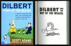 Scott Adams SIGNED AUTOGRAPHED Dilbert Way Of The Weasel SC 1st Ed Print SKETCH - Imagen 1 de 4