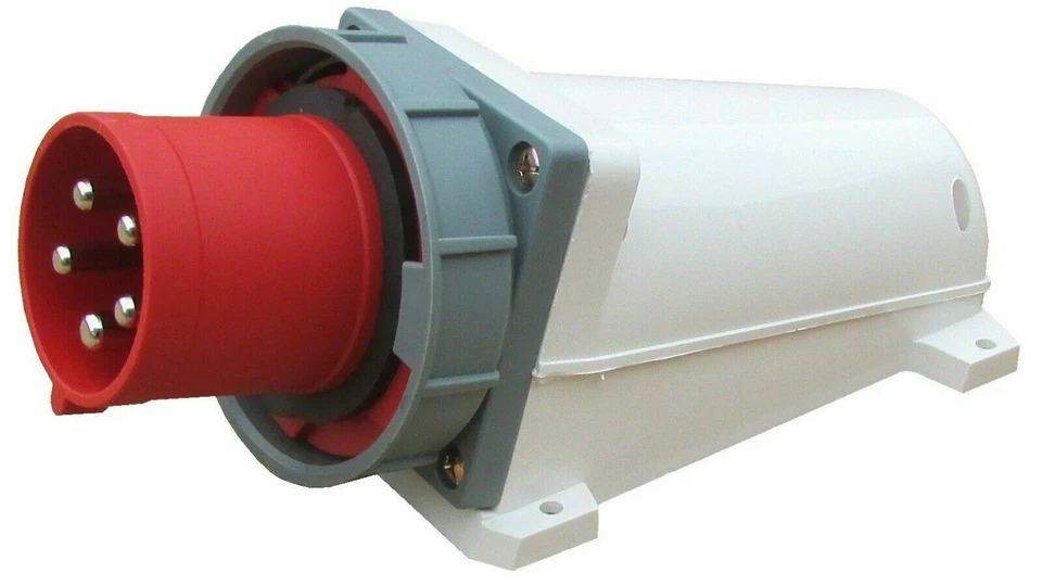 63Amp 5 Pin Red 415V 3P+N+E IP67 Waterproof 3 Phase Socket Plug Appliance Inlet - Image 1 of 1