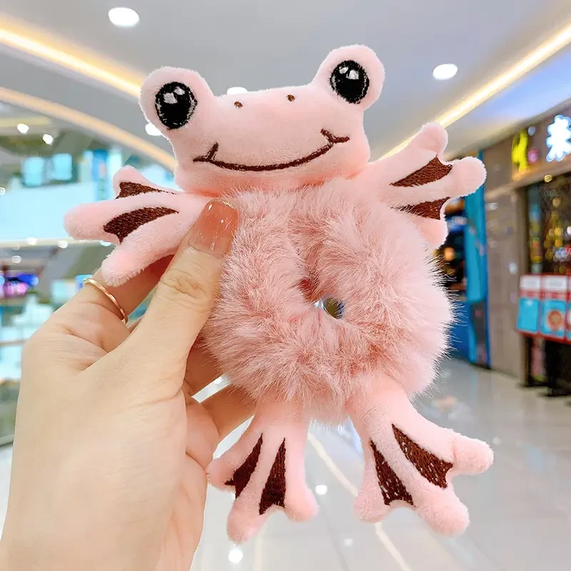 Anillo de pelo de felpa de animales de dibujos animados crujiente - Nuevo - Rana rosa Foto 1 de 1