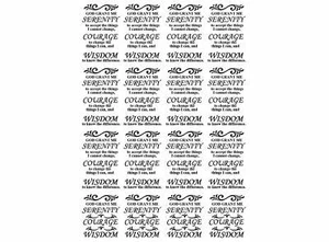 Serenity Prayer 16 pcs 1.25 Inch Black Fused Glass Decals - Picture 1 of 1