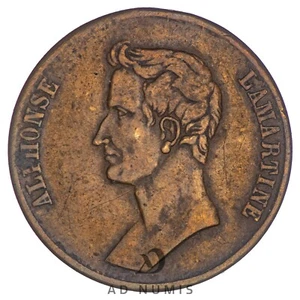 France Médaille 1848 Alphonse Lamartine Gouv. Provisoire Révolution Française - Picture 1 of 2