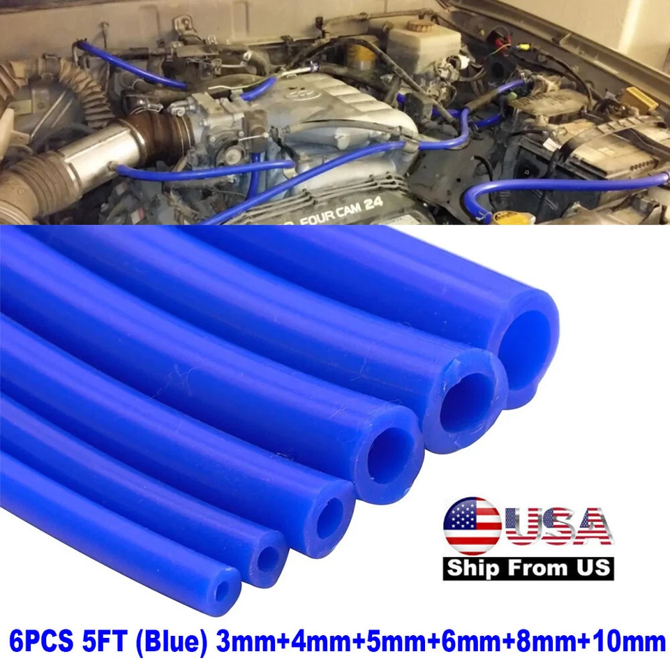 Paquete de 6 turbocompresores de línea de tubo flexible de manguera de vacío de silicona para automóvil de 5 pies admisión de aire Foto 1 de 4