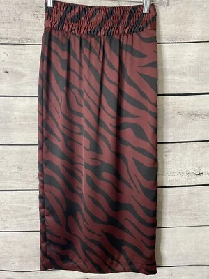 NUEVA FALDA MIDI LÁPIZ ESTAMPADO CEBRA ROJA BORGOÑA NEGRA ZARA CREMALLERA TALLA S #7154 Foto 1 de 4