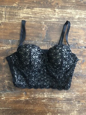 Bebe Black Beaded and Sequin Underwire Padded Bralette XS - Image 1 of 4
