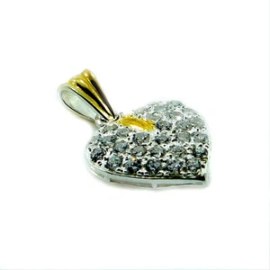 Sterling Silver Solid Heart Pendant Gold Plated With C/Zs-Gift Boxed - Picture 1 of 1