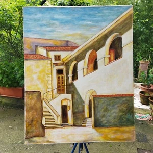 Scorcio di San Cipriano Picentino quadro olio su tela 80x100 cm - Foto 1 di 5
