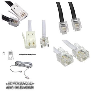 BT to RJ11 or RJ11 To RJ11 Telephone Modem Cable Lead Fax Router Phone Sky Box - Picture 1 of 1