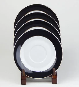 RARE! Set of 4 Saucers, MINT & SUPERB! Imperial Black, Sango, Fine China, 564 - Picture 1 of 4
